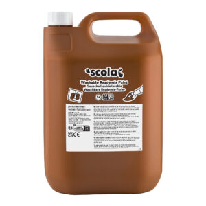 Scola Washable Readymix Paint - Burnt Umber 5 Litres | Classroom Poster Paint